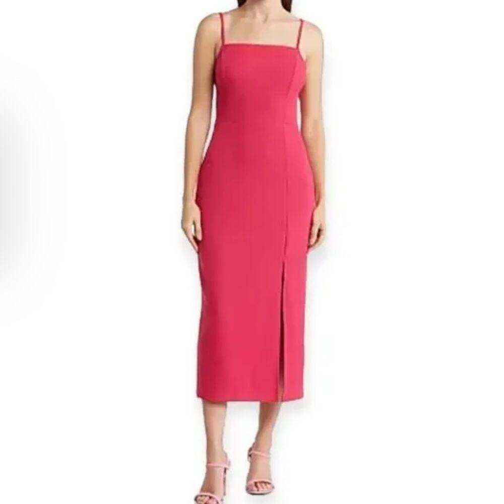 Melloday Techno Crepe Square Neck Dress Viva Magenta Women’s Sz M